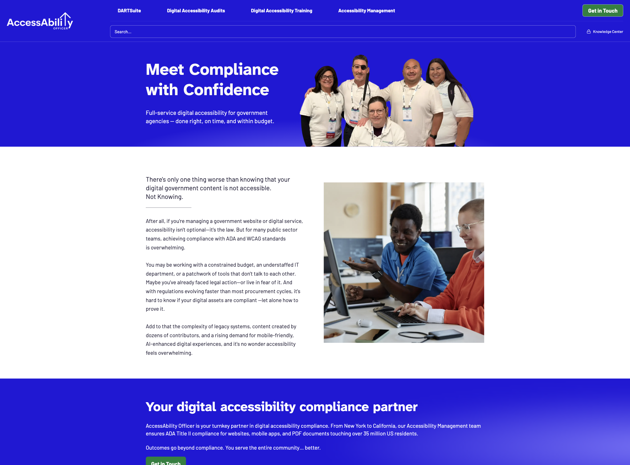 Screenshot of the Accessability Officer website