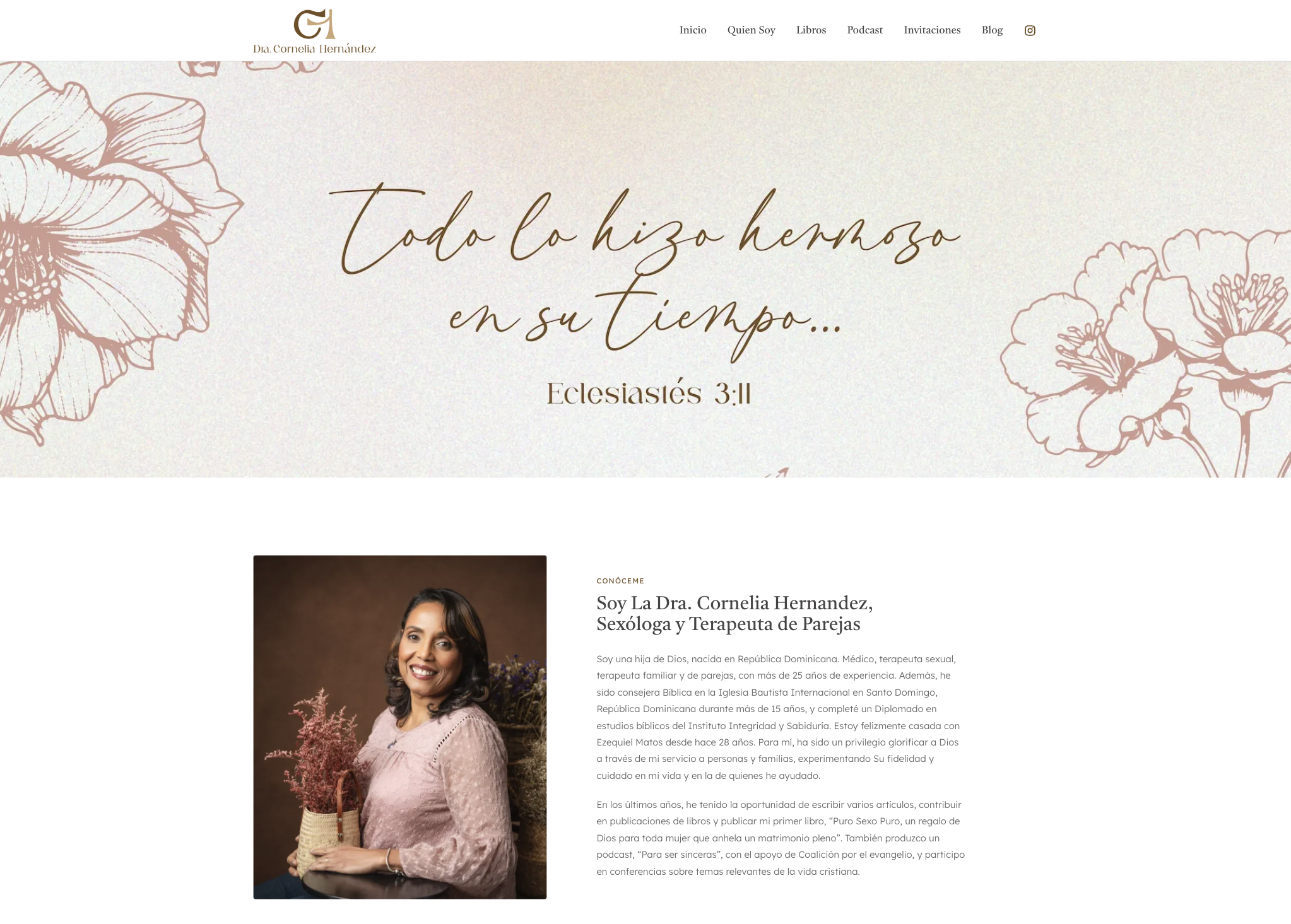 Screenshot of the Cornelia Hernandez website
