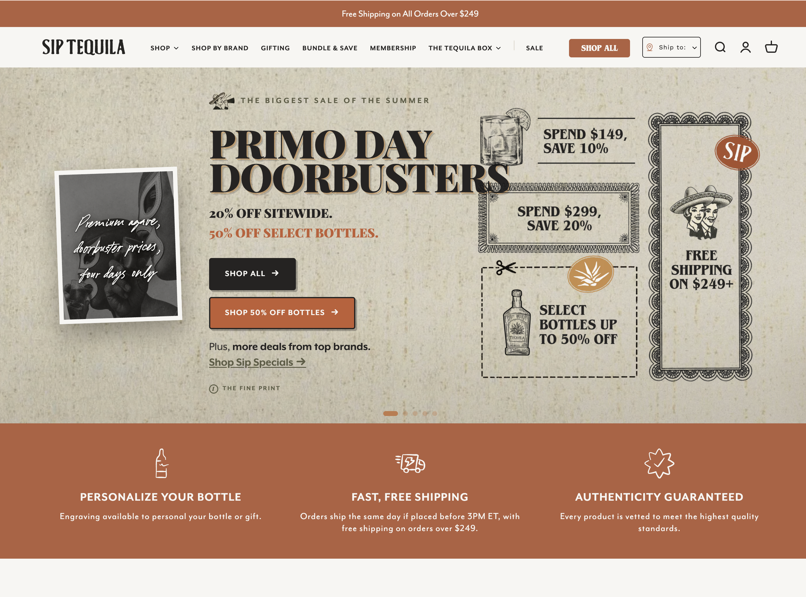 Screenshot of the Siptequila website